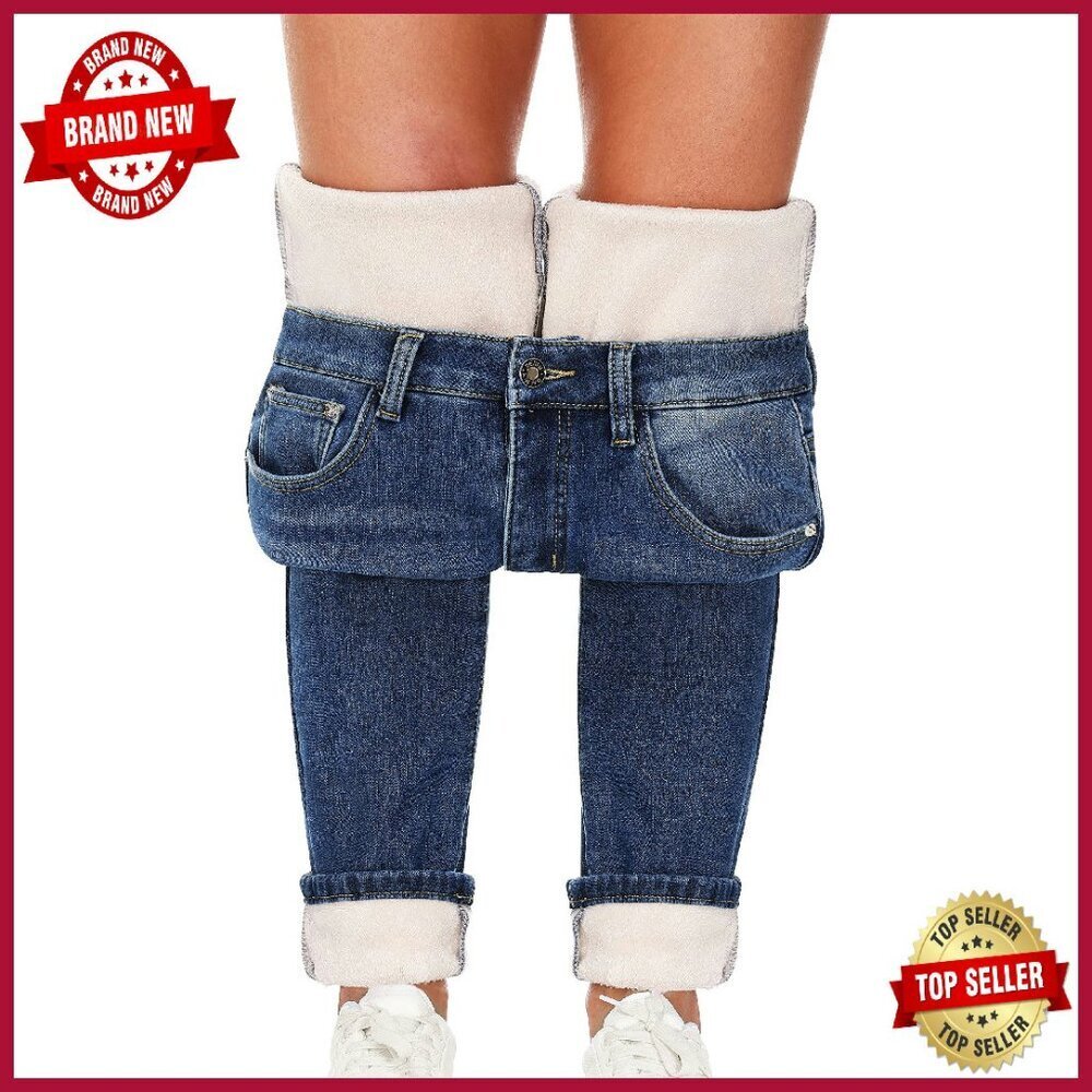 Fleece Lined Skinny Jeans Winter Warm Thermal Stretch Denim Pants
